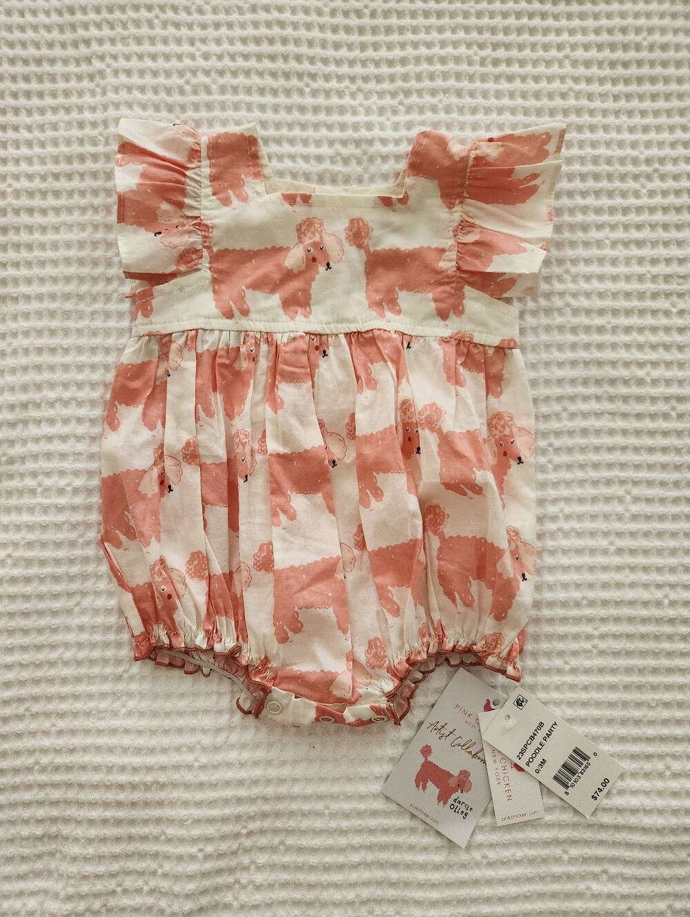 ✨️NWT PINK CHICKEN Baby Girls' Elsie Bubble POODLE PARTY 0/3 Months